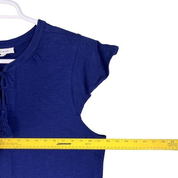 Talbots Womens XL Blue sleeveless Tunic Dress Tassel Tied Pockets Golf Preppy - Picture 10 of 14